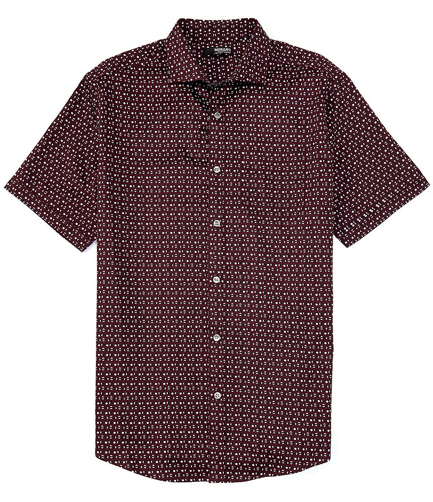 Murano Liquid Luxury Classic-Fit Sateen Moon Print Short-Sleeve Woven Shirt