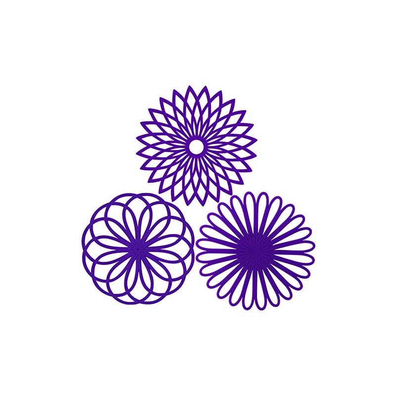 3 Set Silicone Multi-Use Flower Trivet Mat - Premium Quality Insulated Flexible Durable Non Slip Coasters Hot Pads Deep Purple