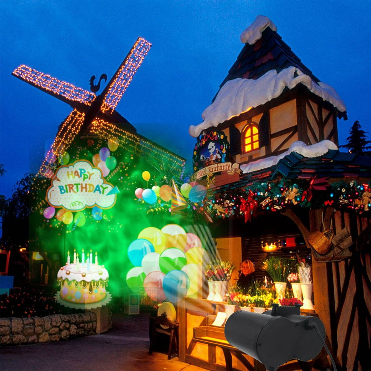 64 Patterns LED Christmas Snowflake Projector Light Outdoor Lawn Lamp Waterproof UK Plug