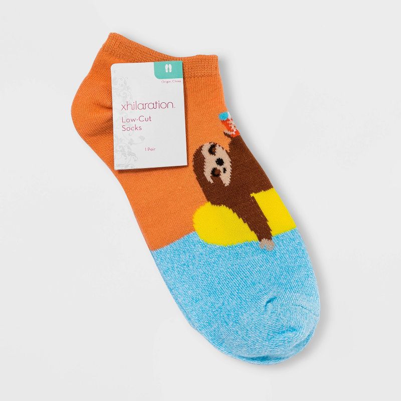 Women's Sloth Low Cut Socks - Xhilaration™ Orange 4-10