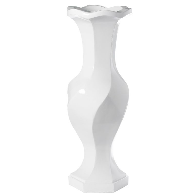 Uniquewise Large White Twisted Trumpet Modern Fiberglass Freestanding Flower Vase 39.5"