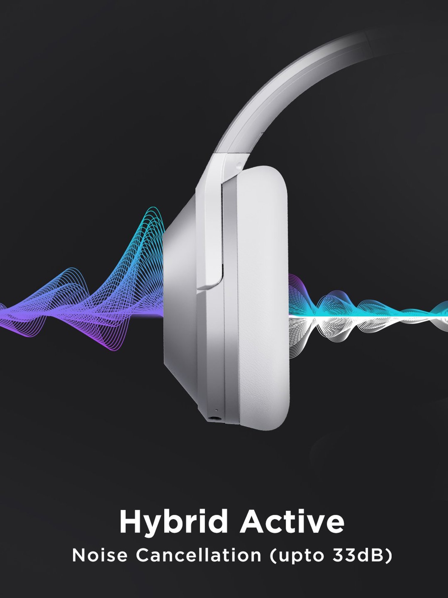 boAt Nirvanaa 751ANC T Headset with Hybrid Active Noise Cancellation & 65H Playback(Sterling Silver)