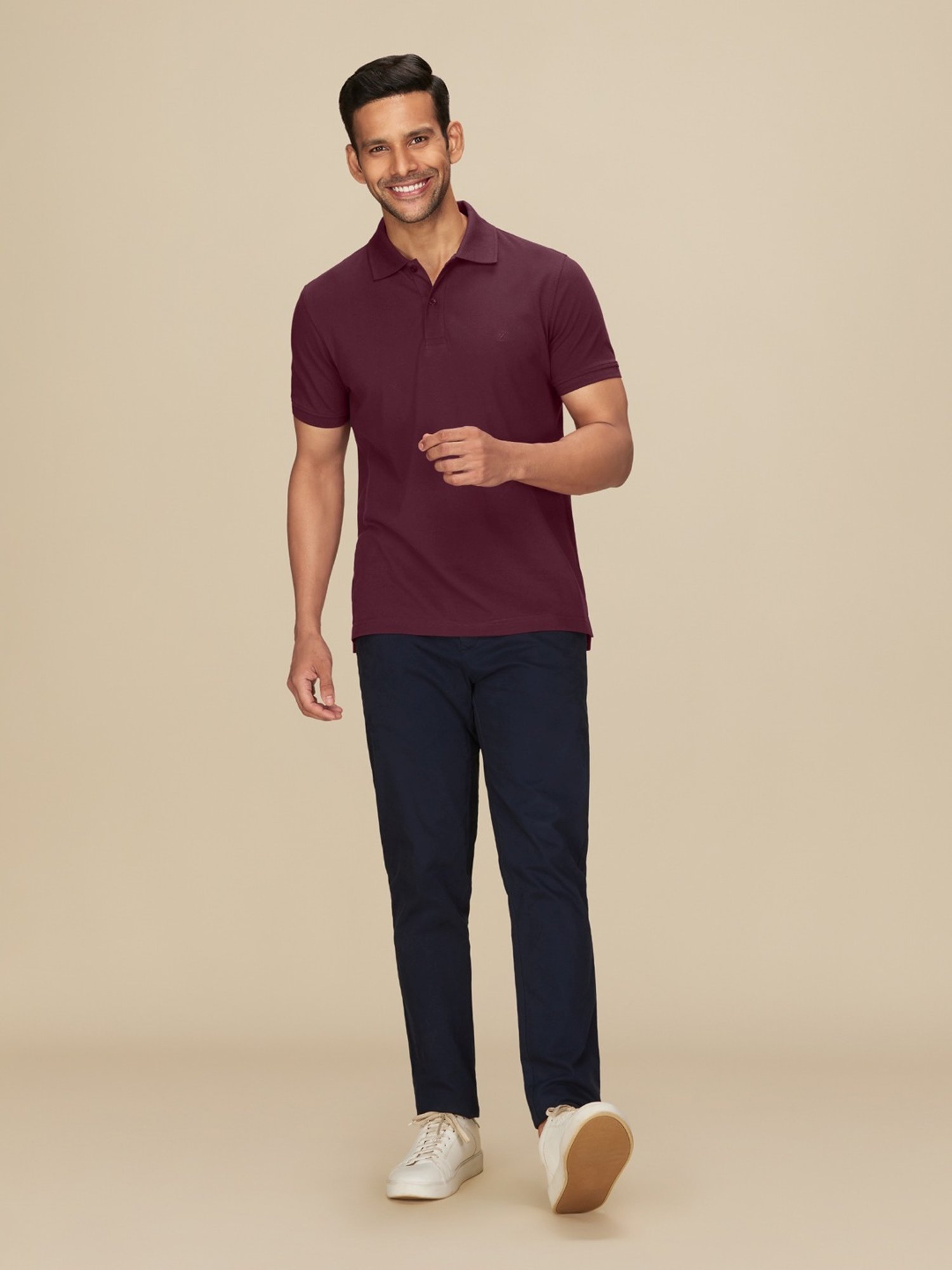 XYXX Merlot Maroon Cotton Regular Fit Polo T-Shirts