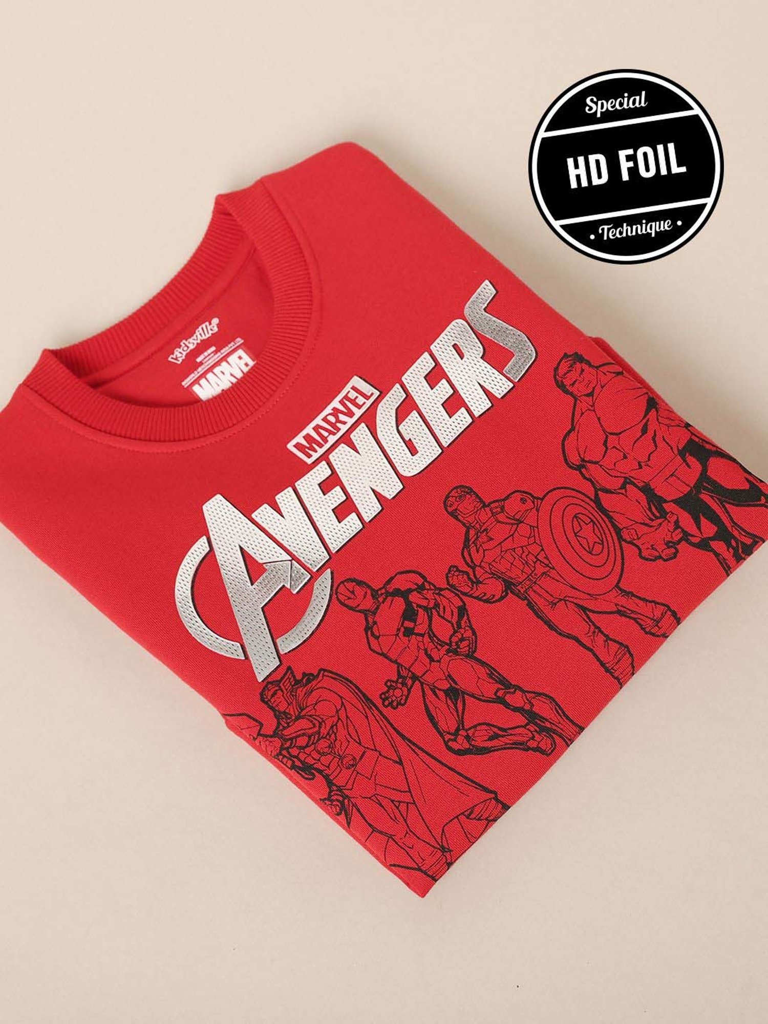Kidsville Red Cotton Printed Full Sleeves Avengers Sweatshirt