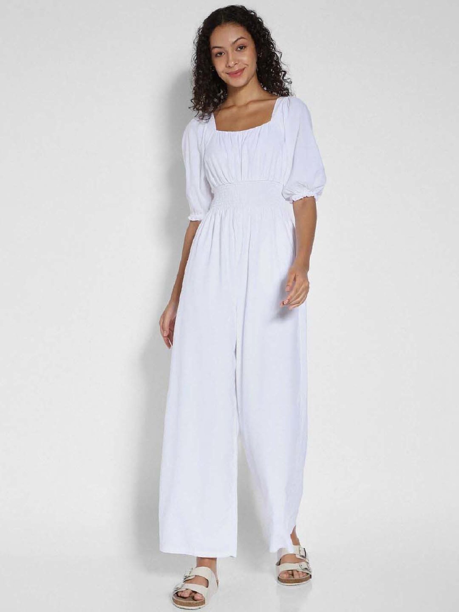 American Eagle Outfitters White Full Length Jumpsuit