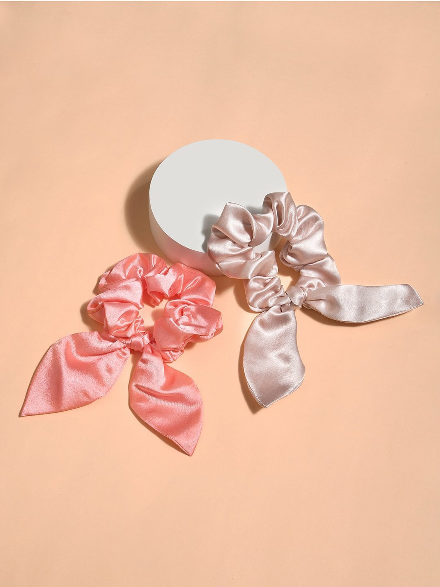 ToniQ White Printed Ponytail Holder Scrunchie