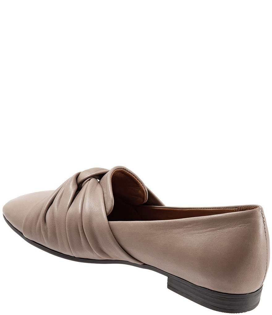 Bueno Emma Leather Pleated Knot Slip-On Flat Loafers