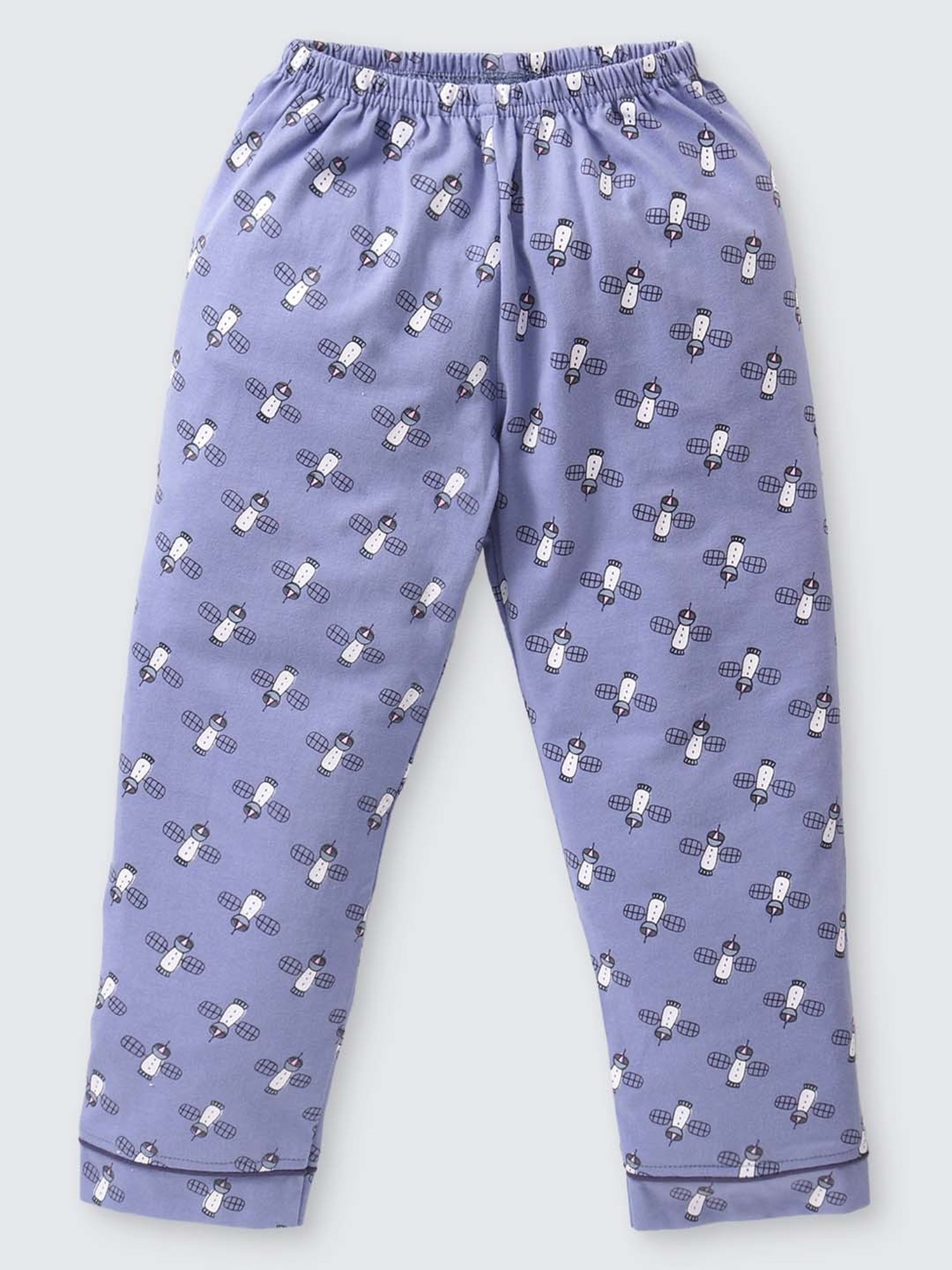 Nite Flite Boys Blue Cotton Printed Shirt Set