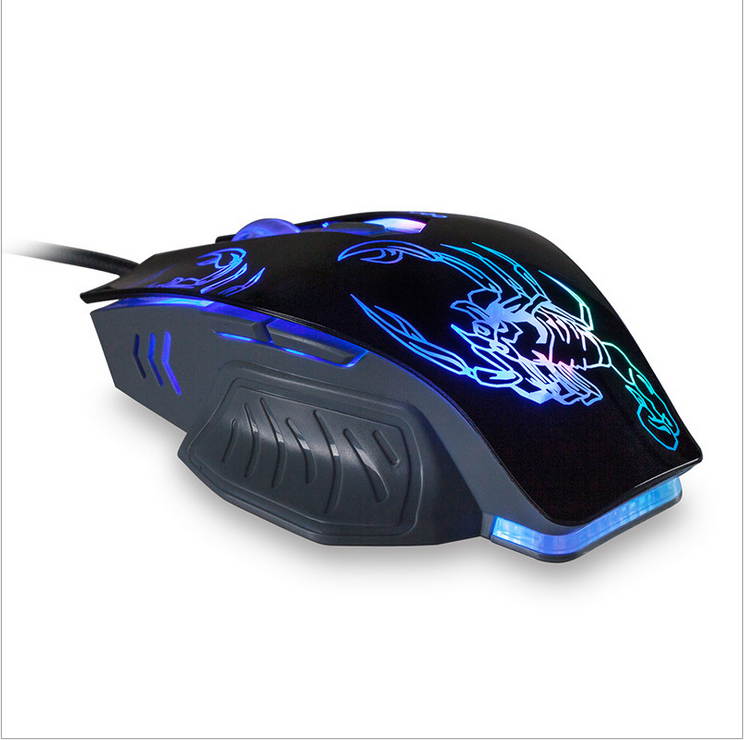 Mute 2000dpi 6 Button Wired USB 6D Wired Optical Computer Gaming Mouse LED Mice-Color Random