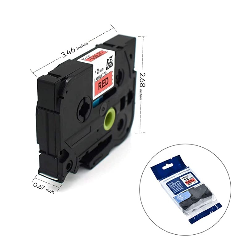 for Brother Tze431 0.47 Inch 26.2feet (12mm/8m) P Toch Laminated Black on Red Standard Replace Waterproof Label Tape Maker PT-H110/PT-D200/PT-D210/PT-D400/PT-D600/PT-1280/PT-1290(4PK)