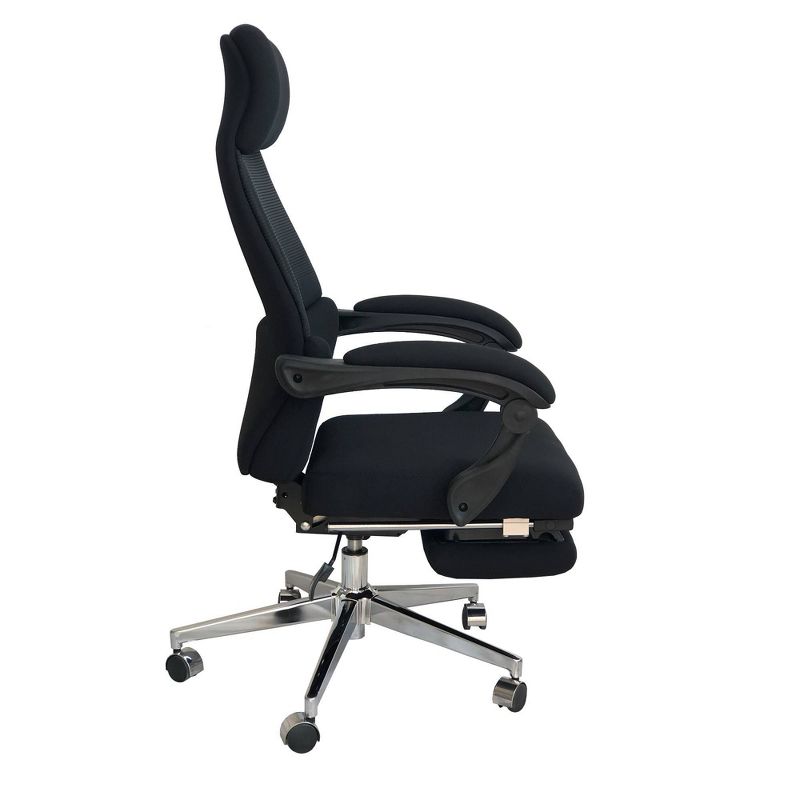 Position Lock Ergonomic Swivel Office Chair with Fabric Seat and Retractable Footrest Black - The Urban Port