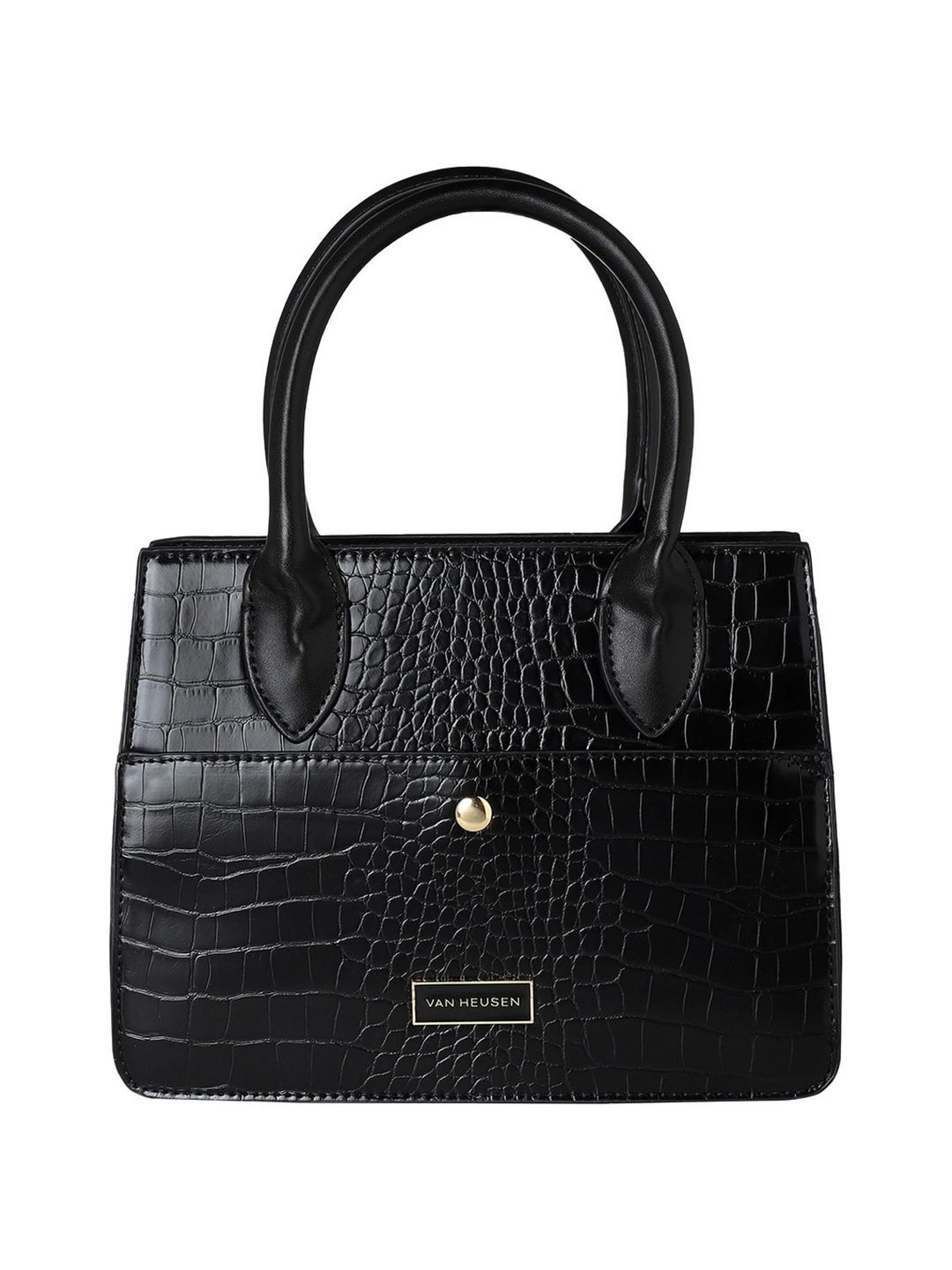Van Heusen Black Textured Medium Handbag