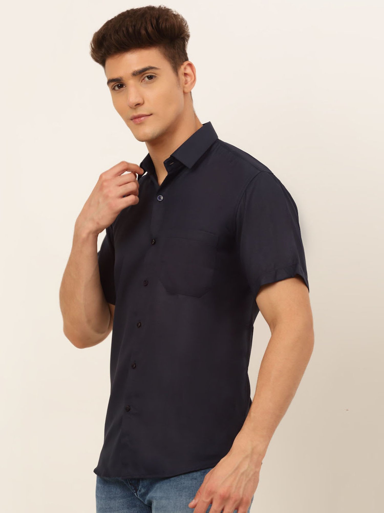 Jainish Navy Regular Fit Shirt