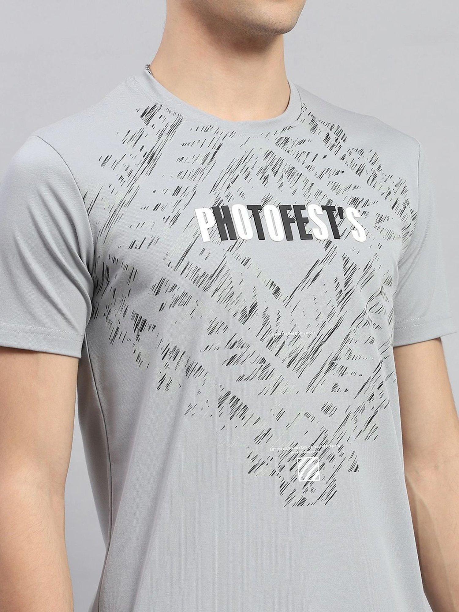 Monte Carlo Grey Regular Fit Printed T-Shirt
