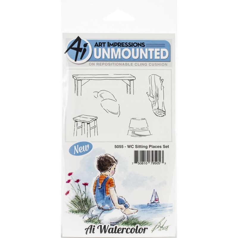 Art Impressions Watercolor Cling Rubber Stamps-Sitting Places