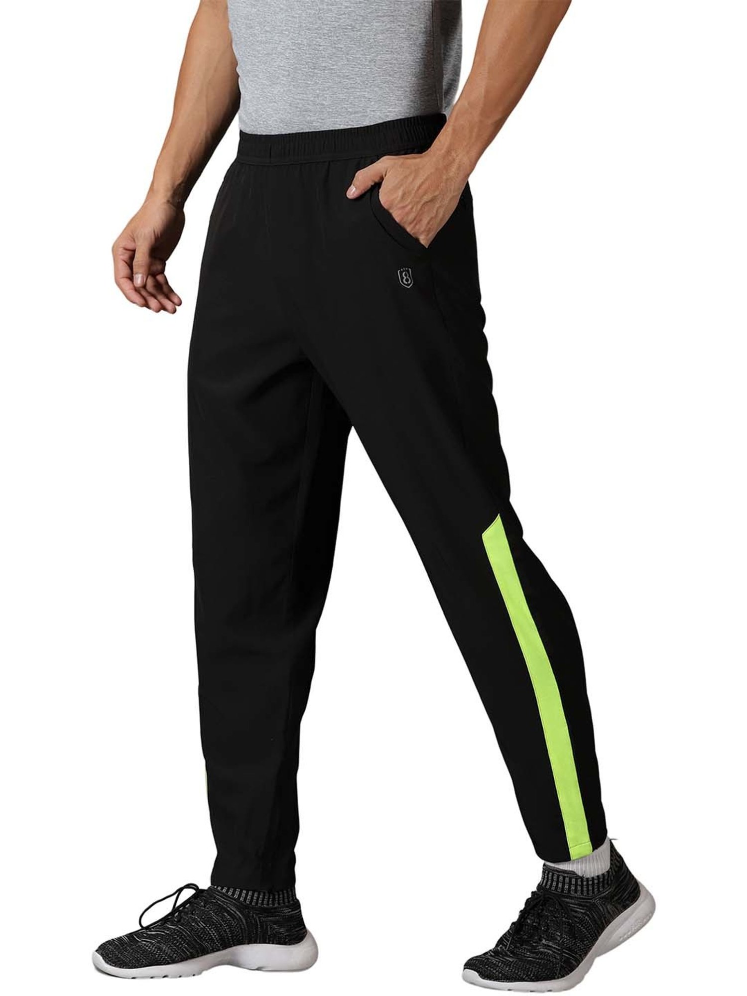 DOMIN8 Men Black Training Track Pants With Slant Pockets