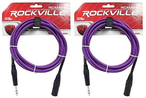 2 rockville rcxmb10p purple 10' male rean xlr to 1/4'' trs balanced cables