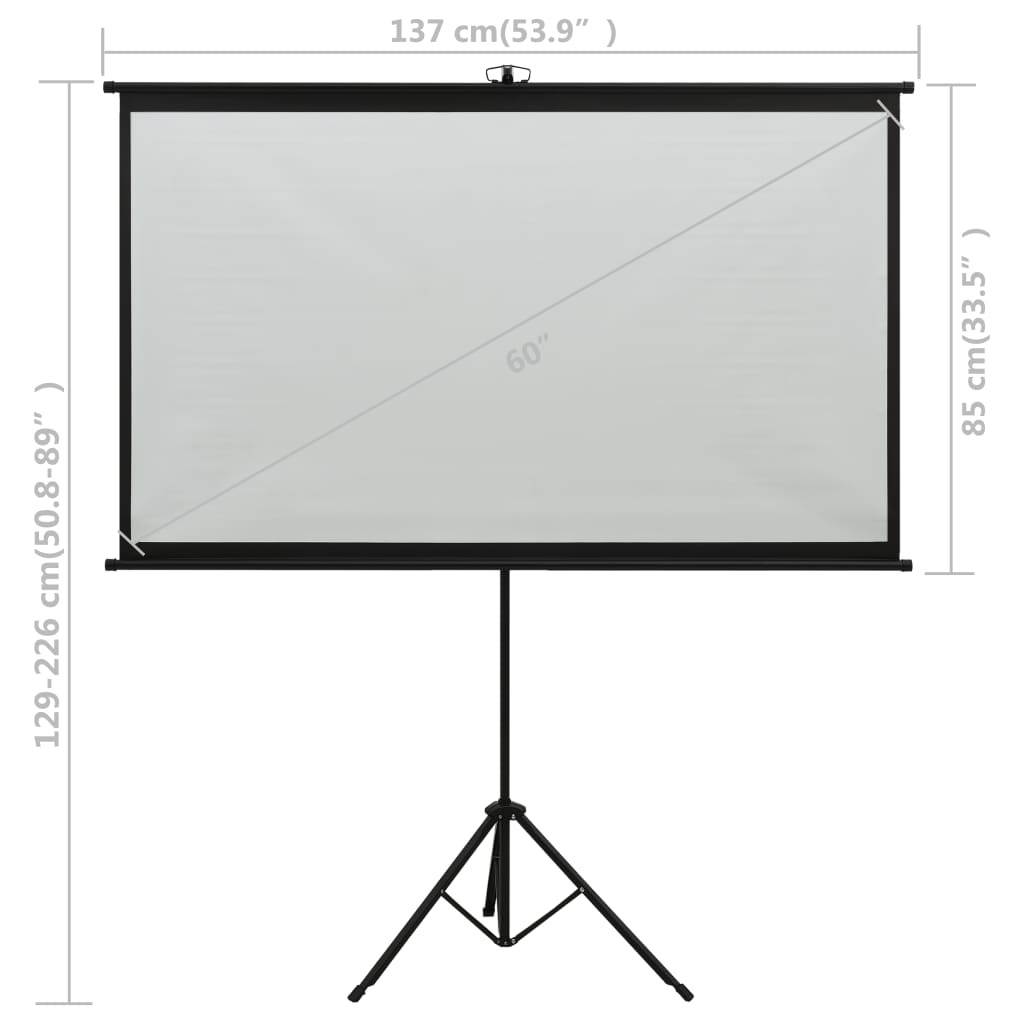 vidaXL Projection Screen with Tripod 60" 16:9 Home Theater Screen Presentation