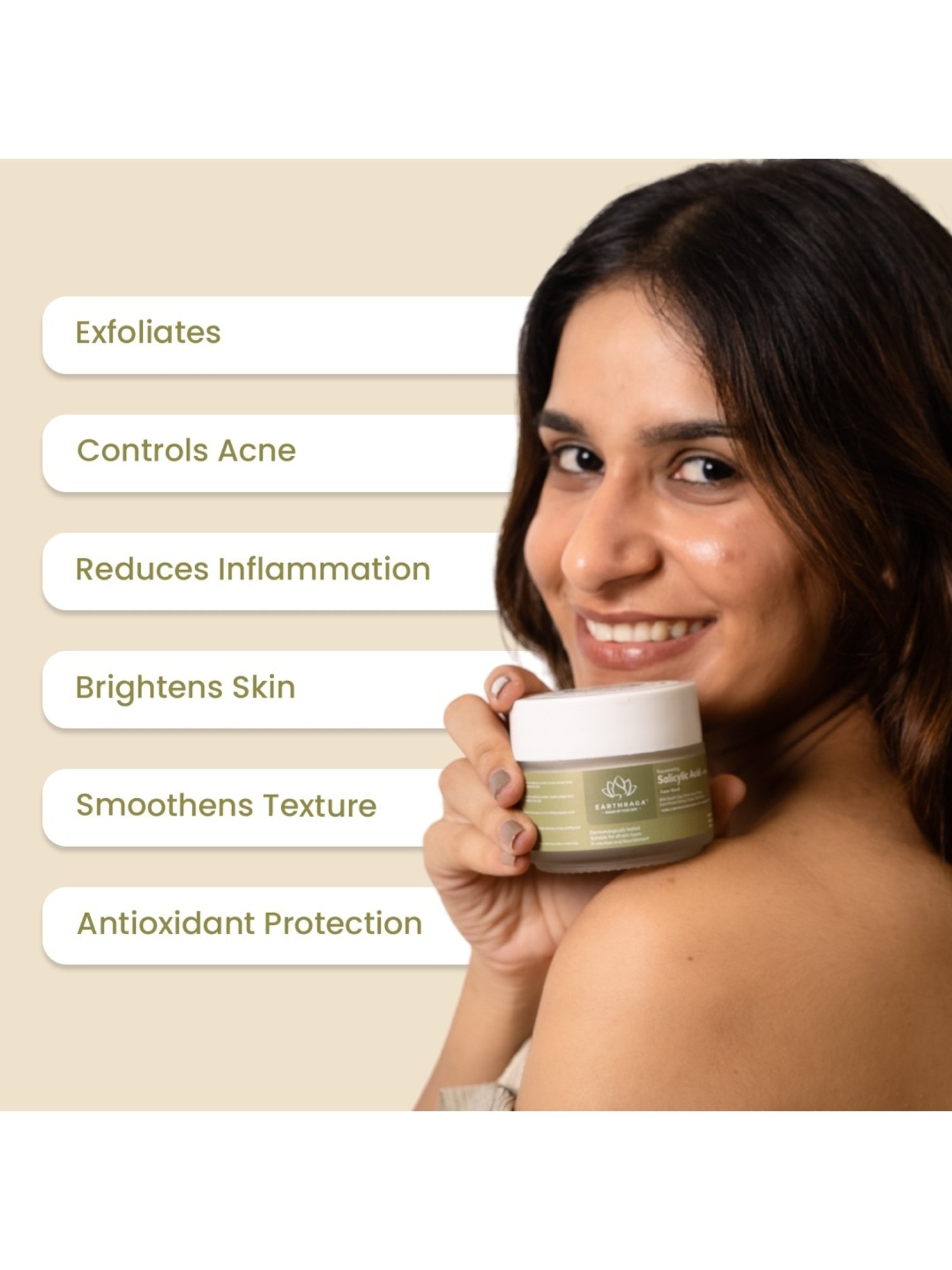 Earthraga Rejuvenating Salicylic Acid + Coffee Face Mask - 100 gm