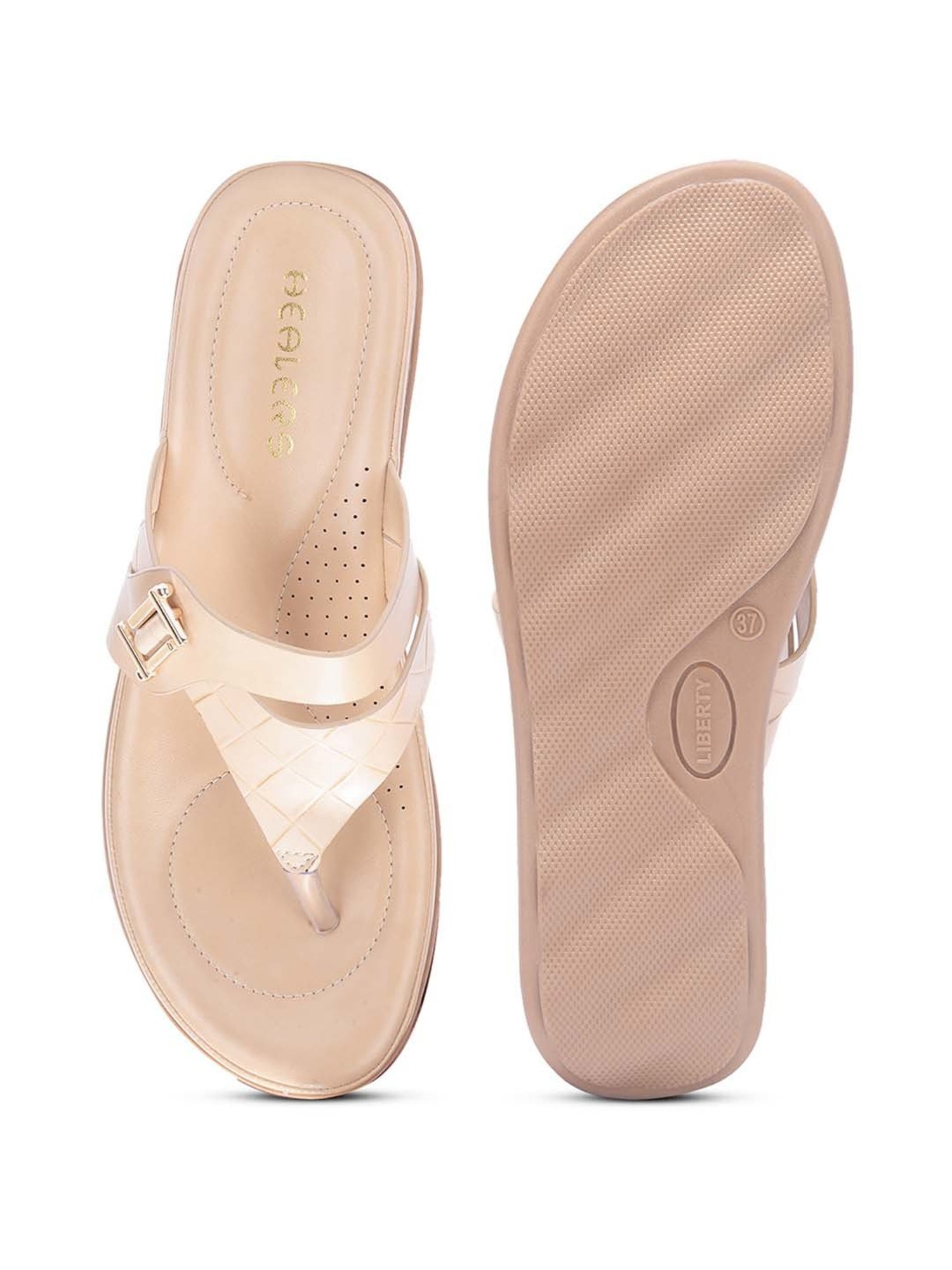 Healers by Liberty Women's Beige Thong Wedges