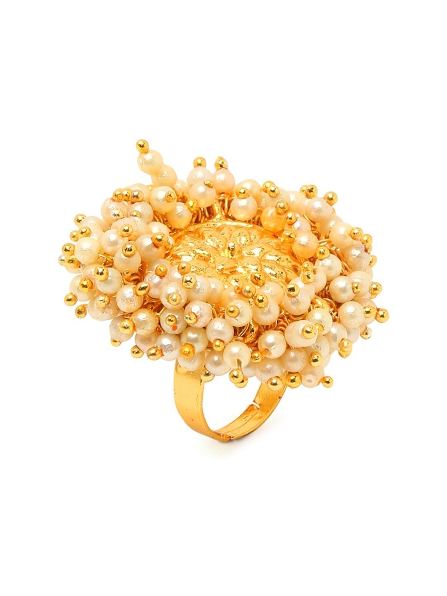 YouBella Stylish Latest Design Gold-Plated White Cocktail Rings
