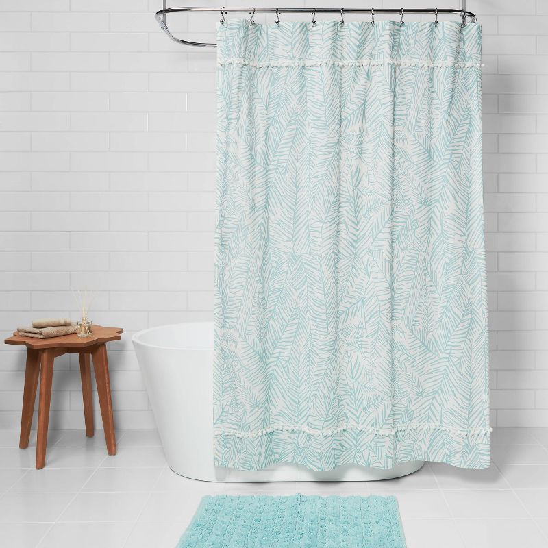 Caribbean Leaf Shower Curtain Aqua - Opalhouse™