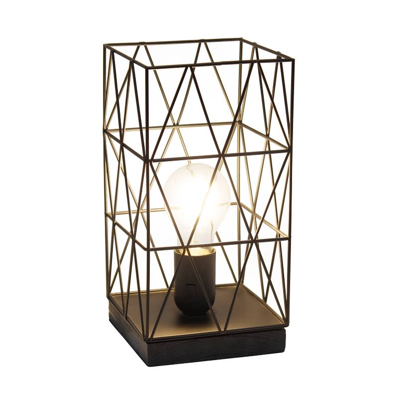 Metal Geometric Square Table Lamp Black - Simple Designs