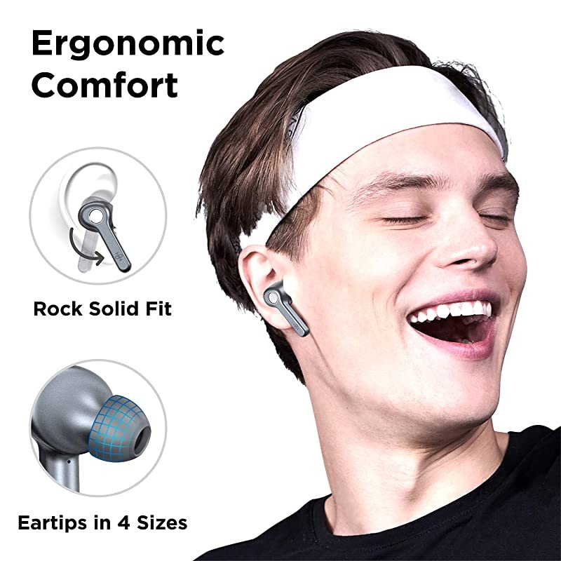 Wireless Earbuds, Upgraded  Bluetooth V5.2 in-Ear Stereo Wireless Headphones USB-C Quick Charge Bluetooth Earbuds IPX8 40Hours Play Time-Grey
