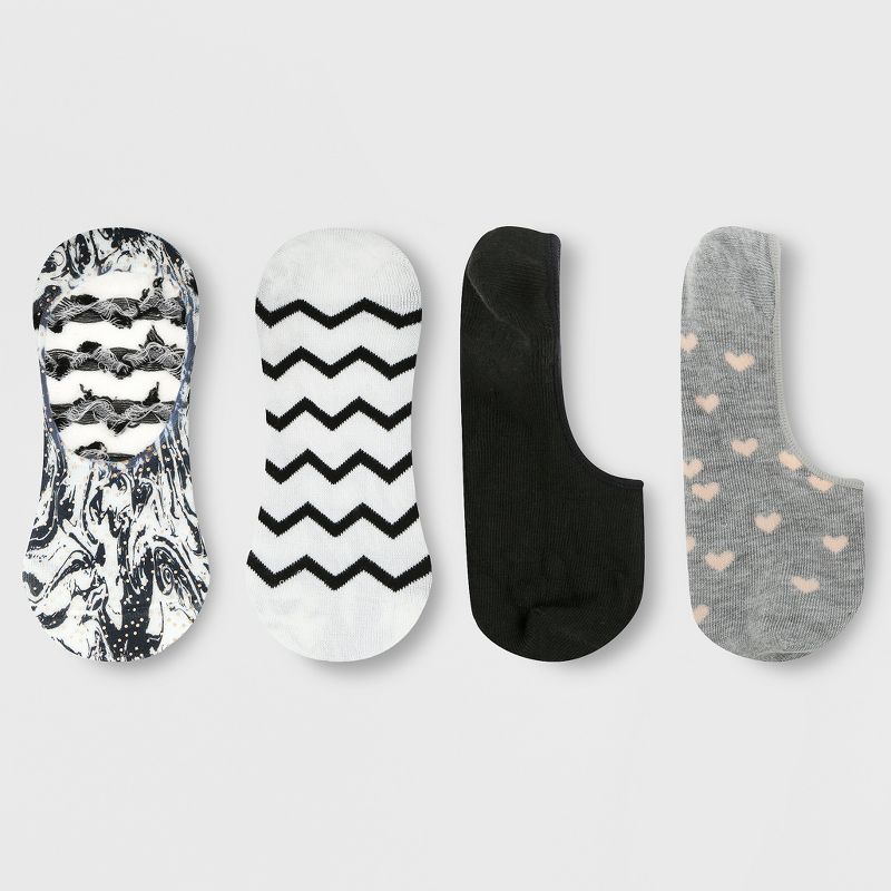 Women's Marble Printed 3pk Liner Socks - Xhilaration™ Black/White/Gray 4-10