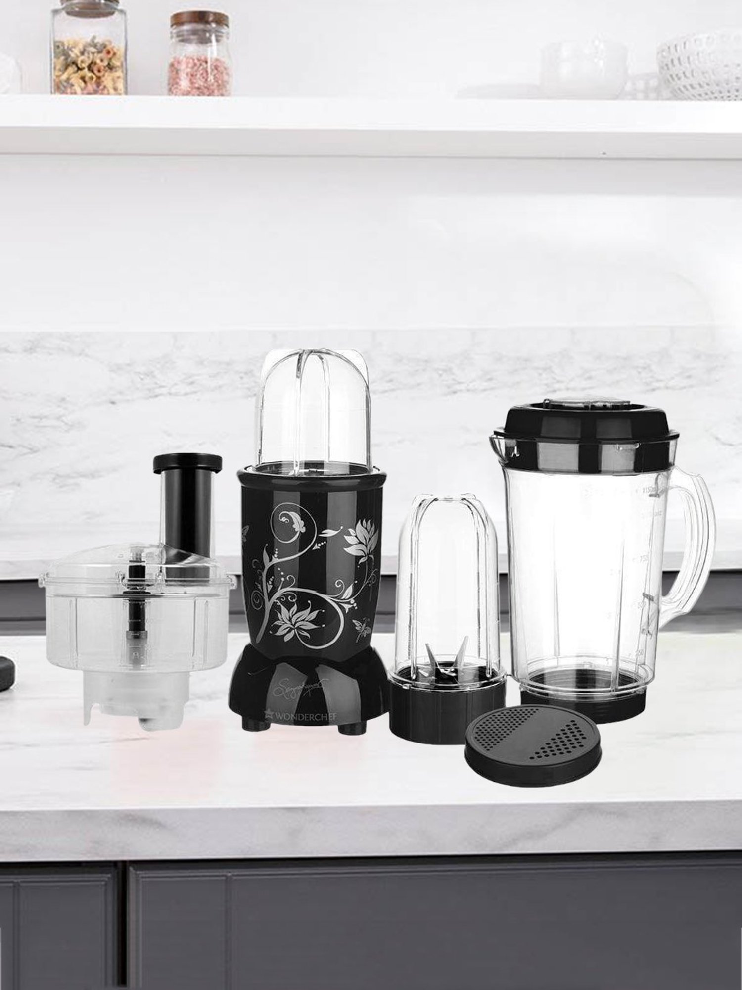 Wonderchef Nutri Blend 63153390 400W 3 Jars Juicer Mixer Grinder (Black)