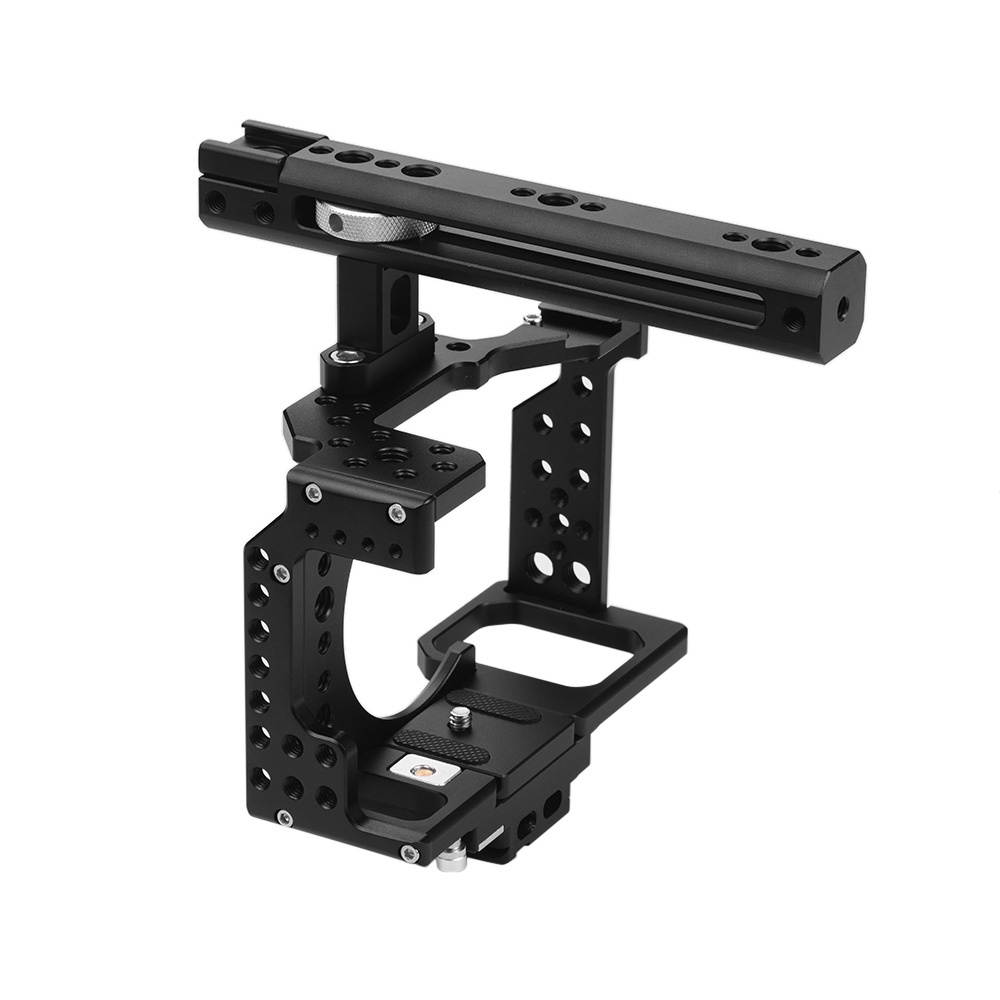Andoer Camera Cage + Top Handle Kit Video Film Movie Making Stabilizer Aluminum Alloy with Cold Shoe Mount Cable Clamp Mounting Adapter for Sony A7II/A7III/A7SII/A7M3/A7RII/A7RIII Camera