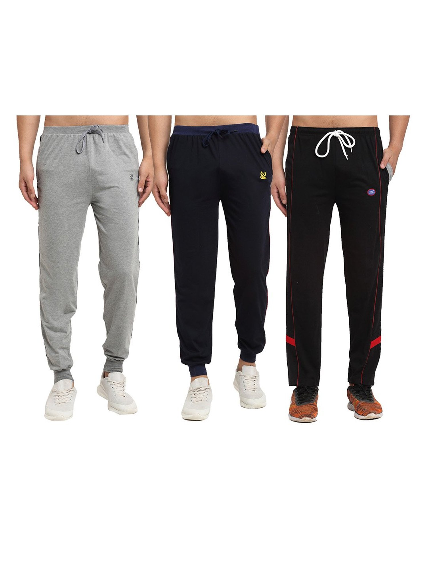 Vimal Jonney Multicolor Cotton Mid Rise Trackpants (Pack of 3)