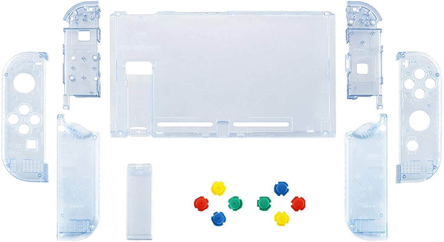 eXtremeRate Back Plate for Nintendo Switch Console, NS Joycon Handheld Controller Housing with Colorful Buttons, DIY Replacement Shell for Nintendo Switch - Glacier Blue