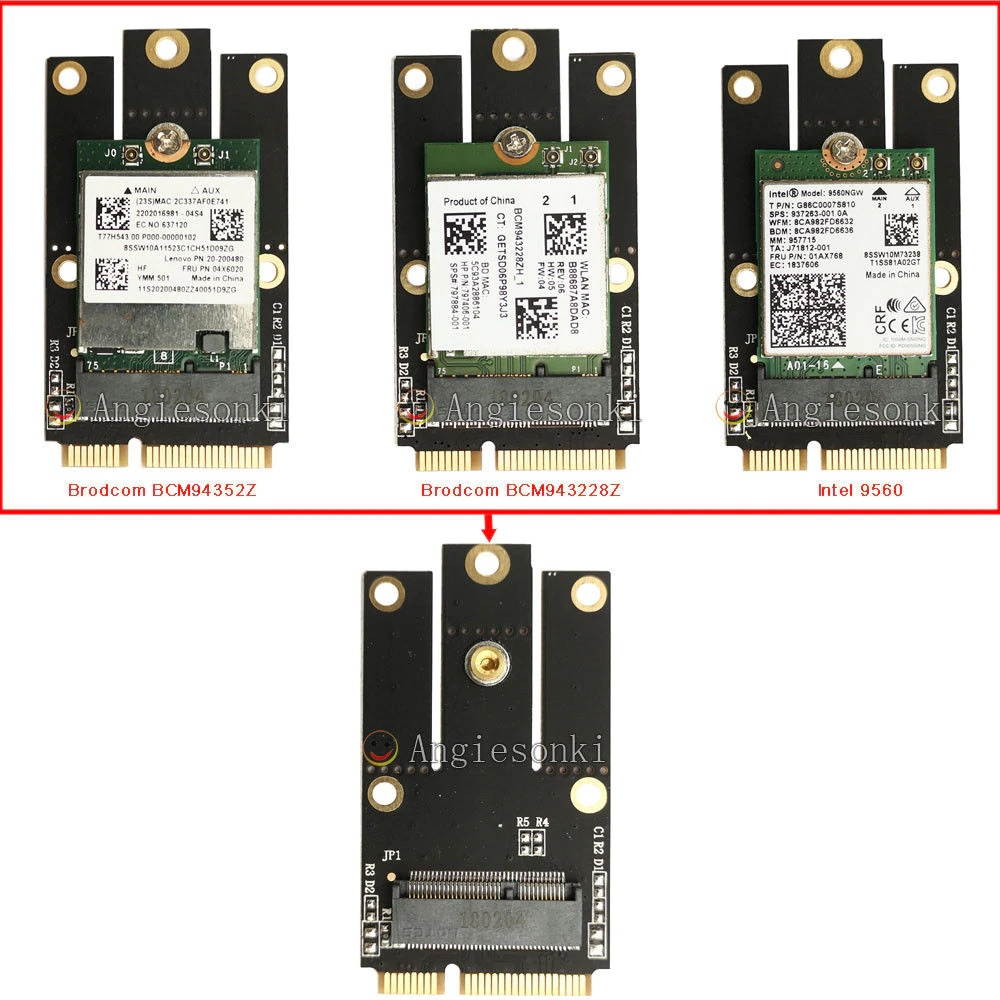 NGFF Key E to Mini PCI-E Adapter Converter for Intel  7260 7265 3160 8260 8265 9260 BCM94352Z BCM943228ZH WIFI Module
