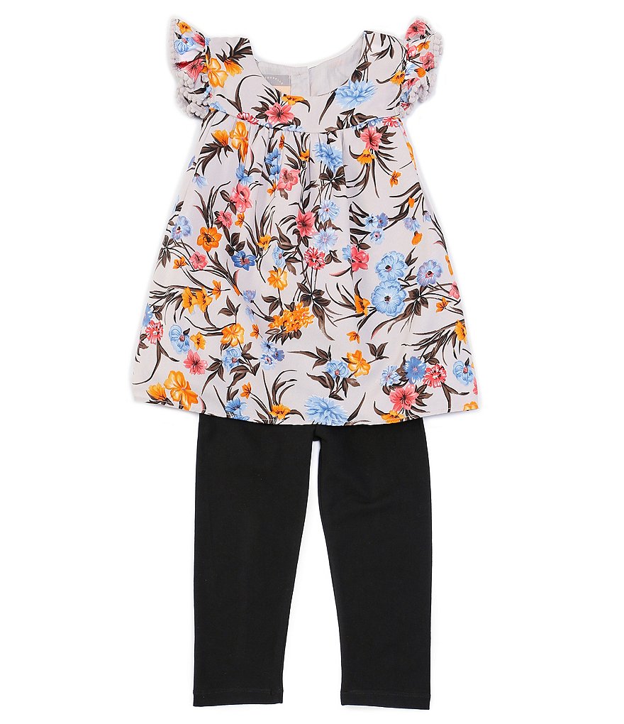 Ally B Big Girls 7-16 Flutter-Sleeve Dotted Top & Shorts Set