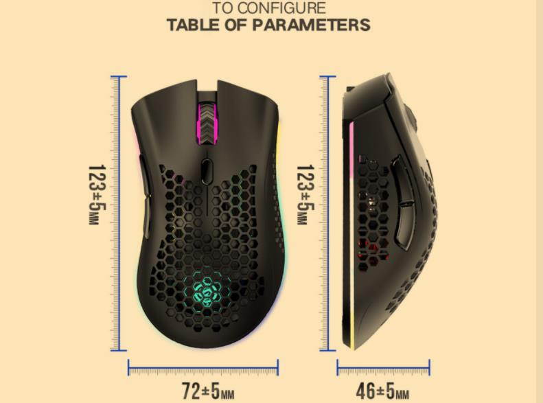 2.4GHz Wireless Gaming Mouse 7 Button 1600 DPI Adjustable RGB Backlit Rechargeable Mouse Lightweight Honeycomb Shell Gamer Mice