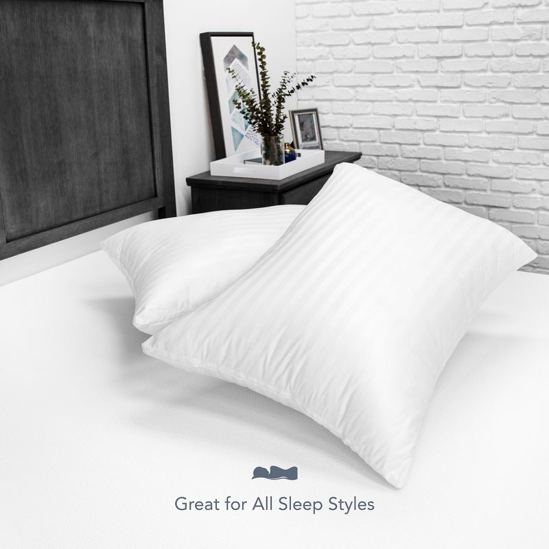 SensorPEDIC Down Alternative Bed Pillow with 300 Thread Count Cotton Cover 2 Pack