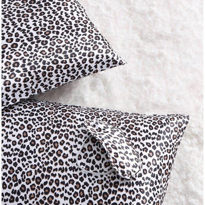 Standard Leopard Print Satin Pillowcase Set Charcoal - Betseyville