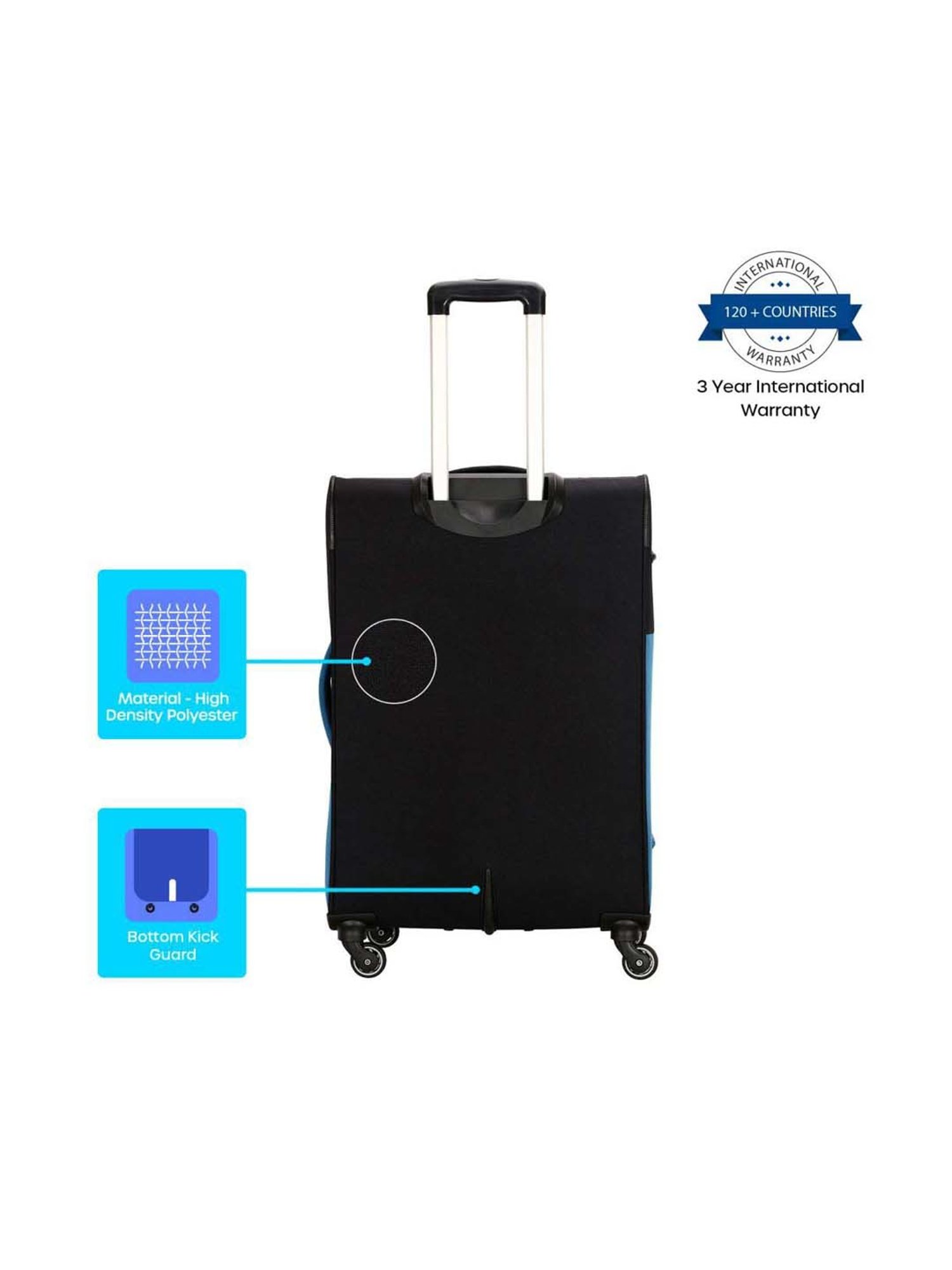 American Tourister Kansas Black Color Block Soft Large Trolley Bag - 51 cm