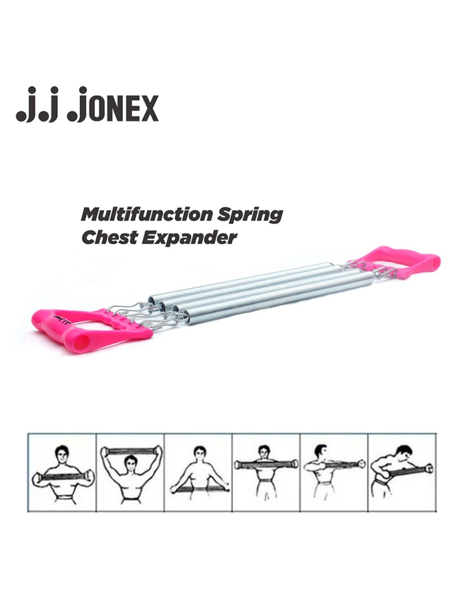 JJ Jonex Professional Gym Exercise Chest Pull Expander Fitness Puller 4 Spring (Pink)