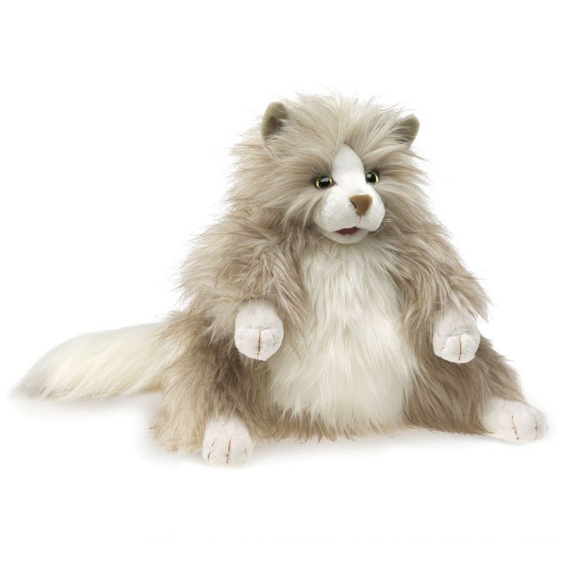 Folkmanis Fluffy Cat Hand Puppet With Movable Mouth