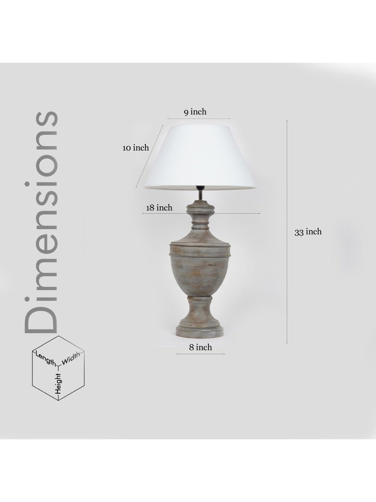 Kapoor Lamp Shades Grey & White Wood Son Cotton Shade Table Lamp