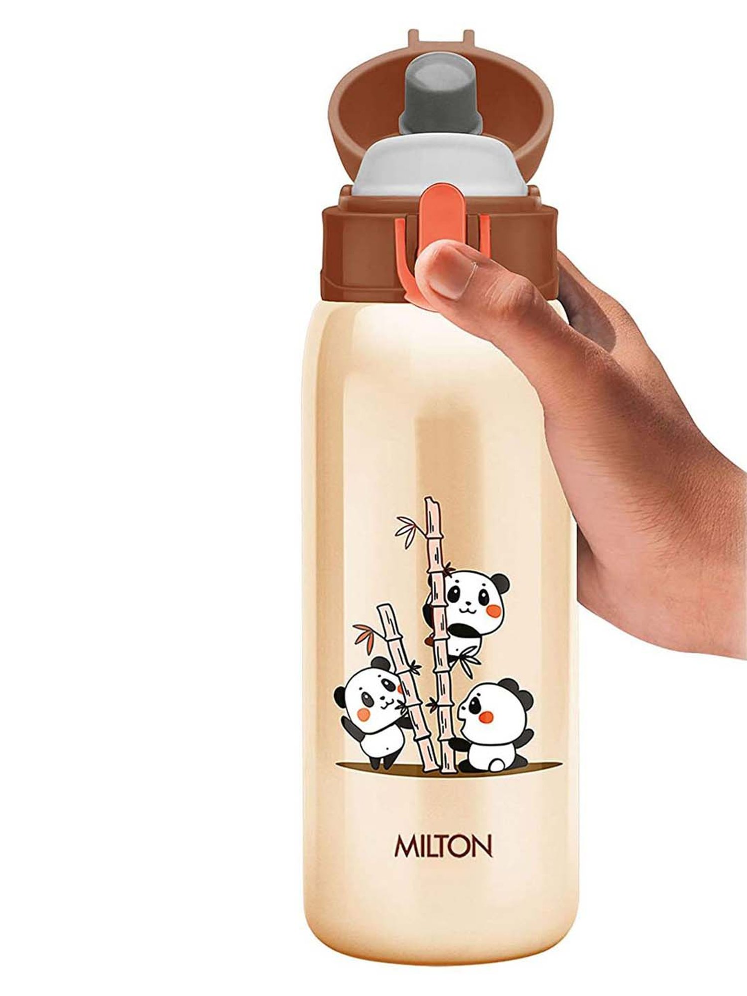 Milton Jolly Beige & Brown Stainless Steel Insulated Water Bottle (390 ml) - Set of 1