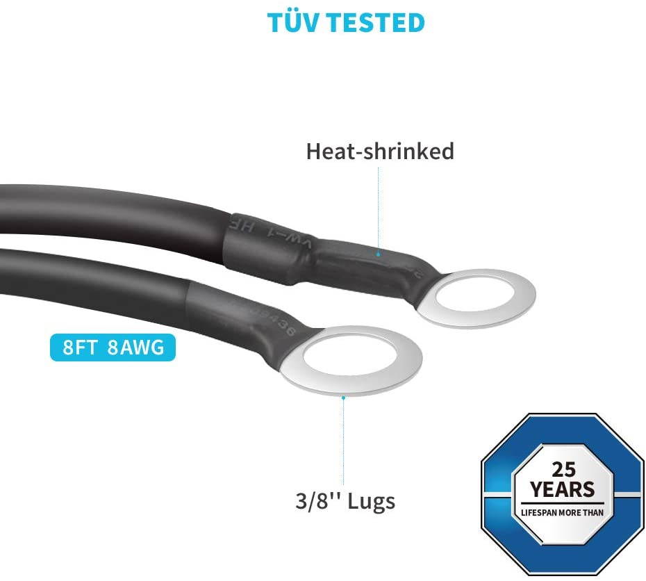 Renogy Accessories 8Ft Tray Cable, 20Ft 10 AWG Adaptor Kit for 400 W Solar Panel Module, 4 Set Z Bracket, 3 Pair of Y Branch Connector