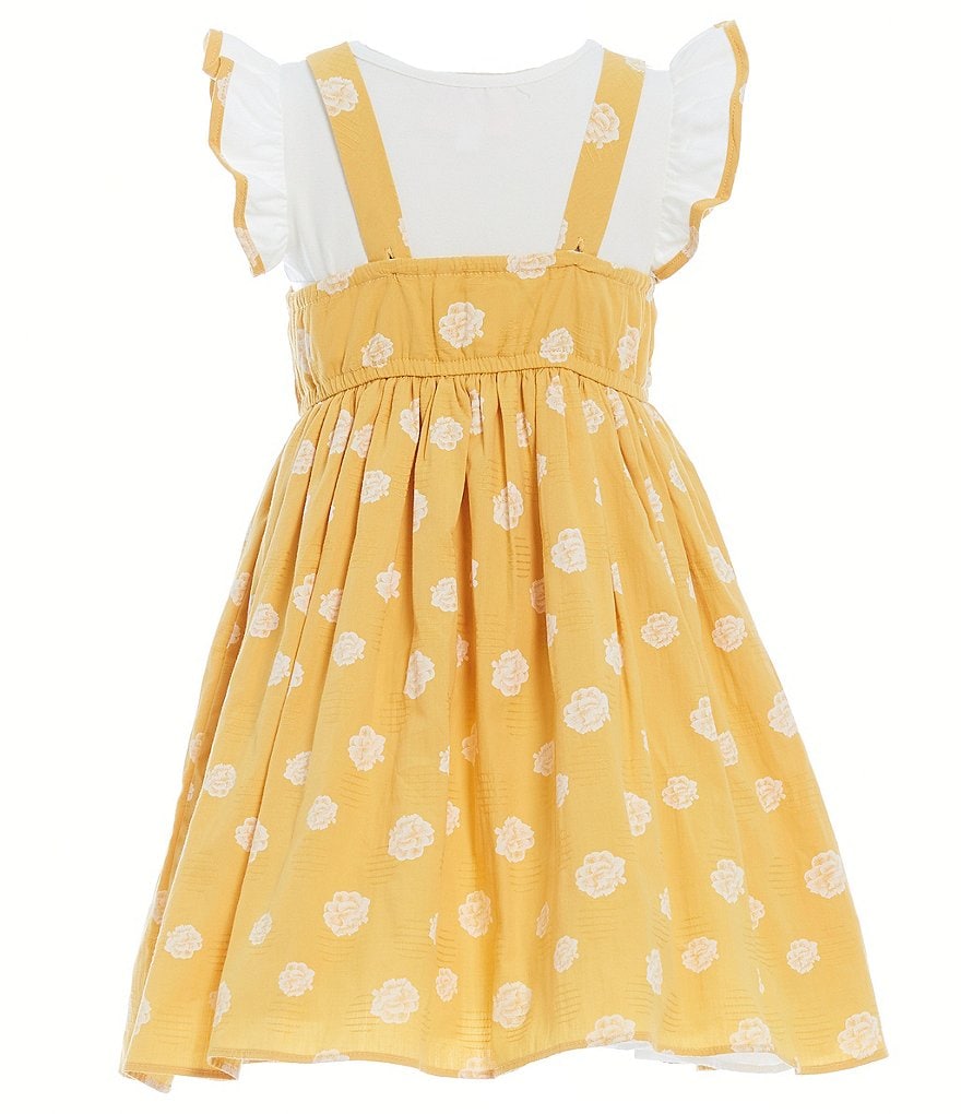 Pippa & Julie Little Girls 2T-6X Sleeveless Floral-Printed Jumper Dress & Flutter-Sleeve Tee Set