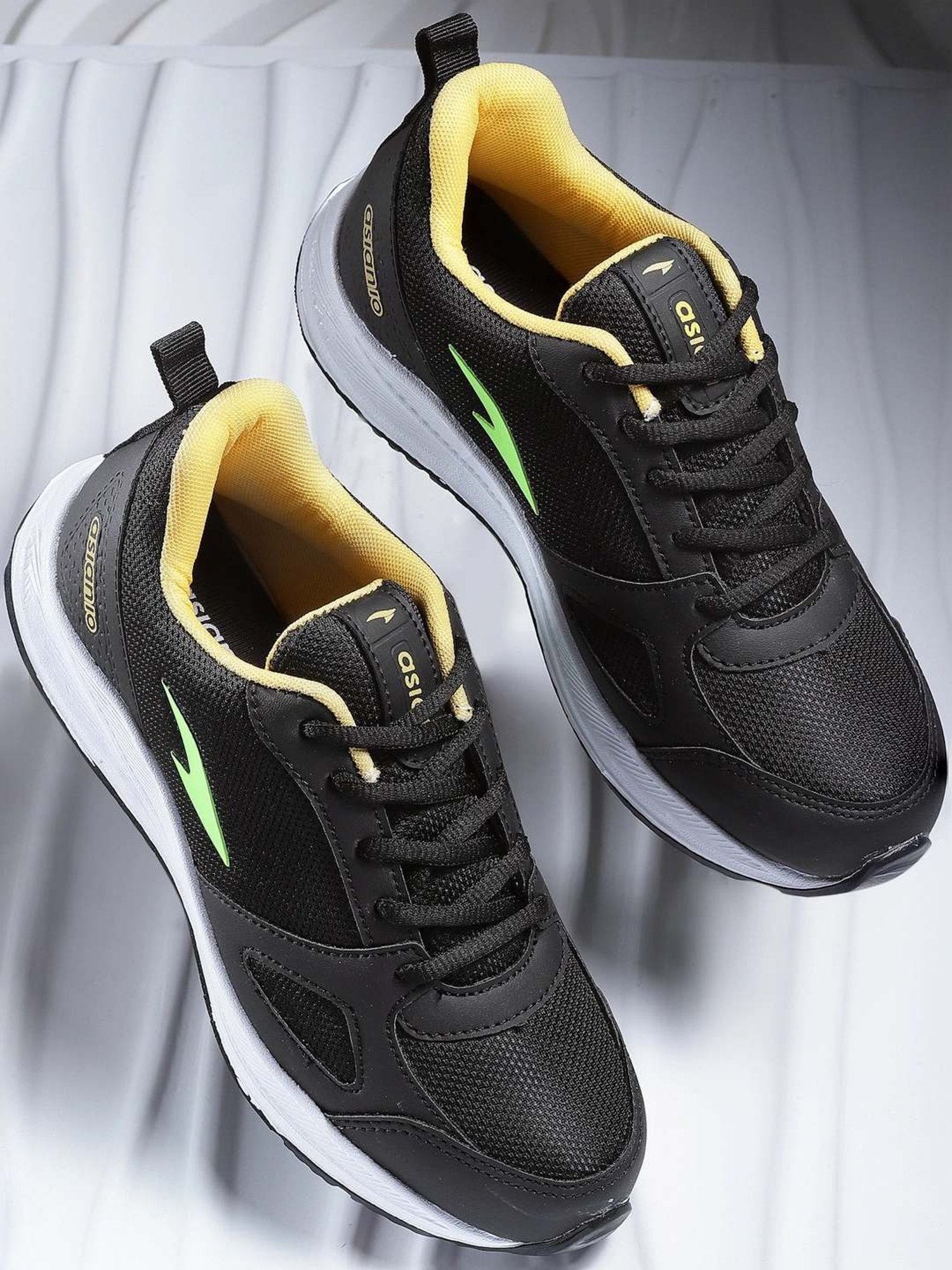 Asian Kids Black Running Shoes