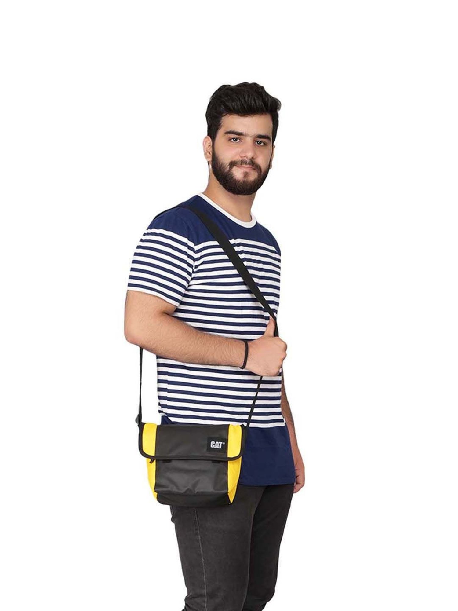 CAT Detroit Black & Yellow Medium Messenger Bag