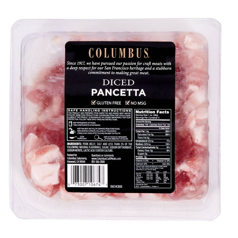 Columbus Diced Pancetta Deli Meats - 5oz
