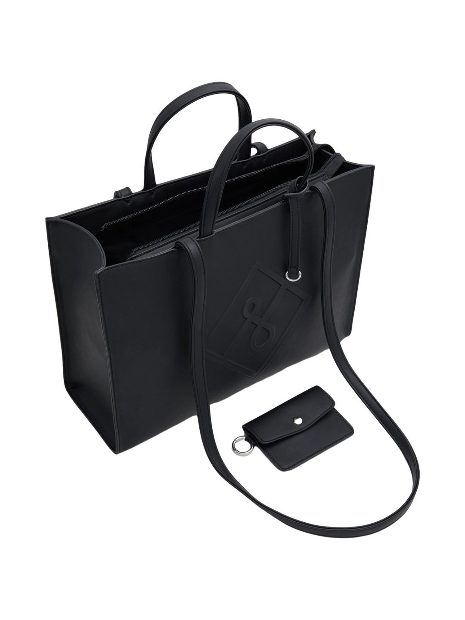 Call It Spring Black Textured Large Tote Handbag