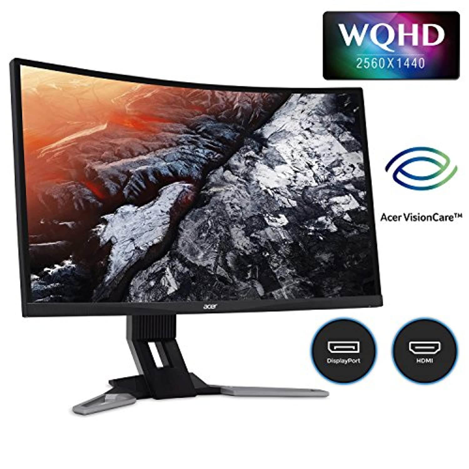 Acer XZ321QU bmijpphzx 31.5" Curved WQHD (2560 x 1440) Monitor with AMD FREESYNC Technology | 1ms | 144Hz Refresh | HDR Ready | (Display Port, Mini Display Port  and  2 x HDMI Ports),Bl (UM.JX1AA.003)